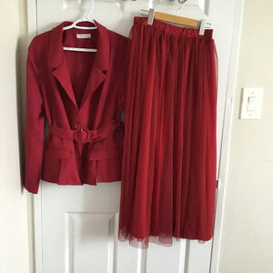 Two-piece Set Jacket and Skirt Red Sz 14  US women Plus